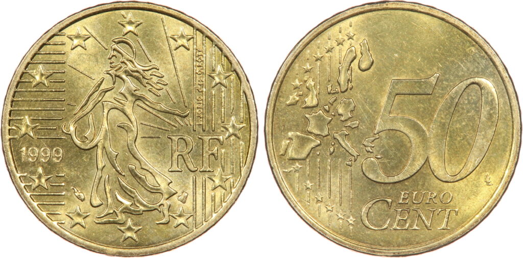50 centimes euro 1999, variété avers 1