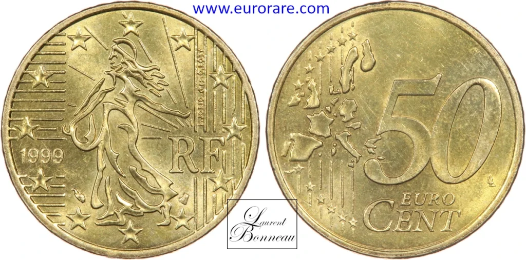 50 centimes euro 1999, variété avers 1