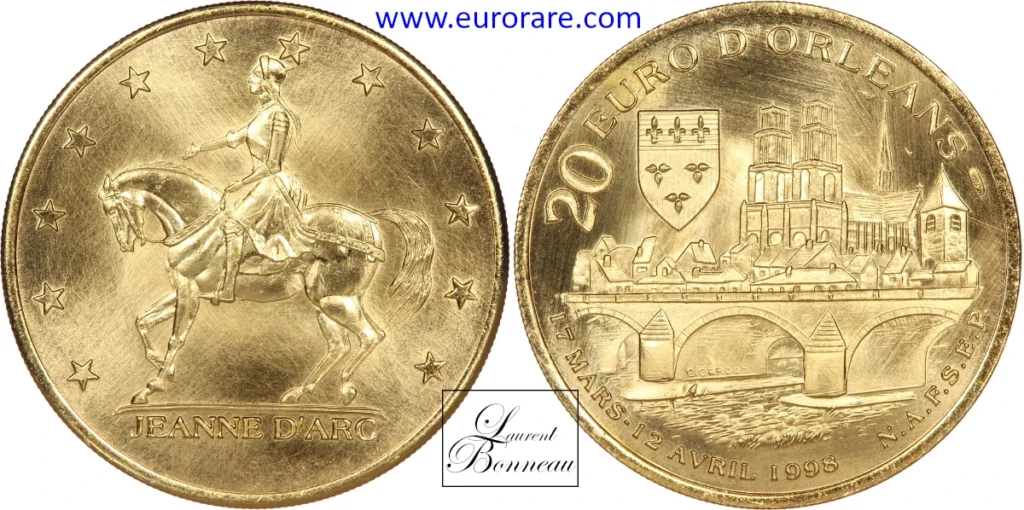 20 euros 1998 Orleans, frappe en vermeil