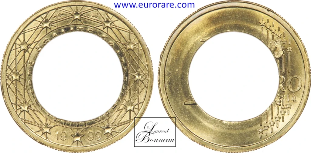 1 euro 1999 fautée, couronne seule
